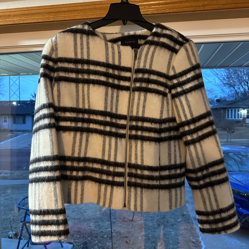 Talbots Black and White Plaid Jacket